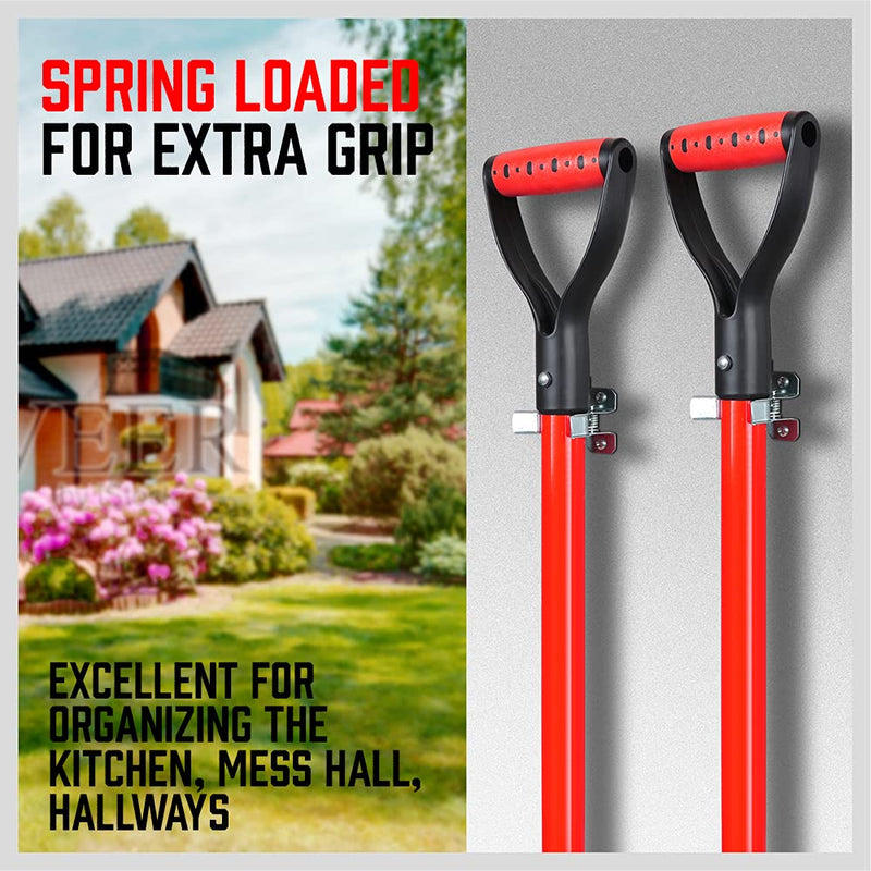 [Australia - AusPower] - Spring Grips (19 Pack) SEDY Garage Closet Wall Organizer Holder for Brooms, Mops, Rakes, Shovels, Etc. 15pc Spring Grips & 4pc U-Utility Hooks 