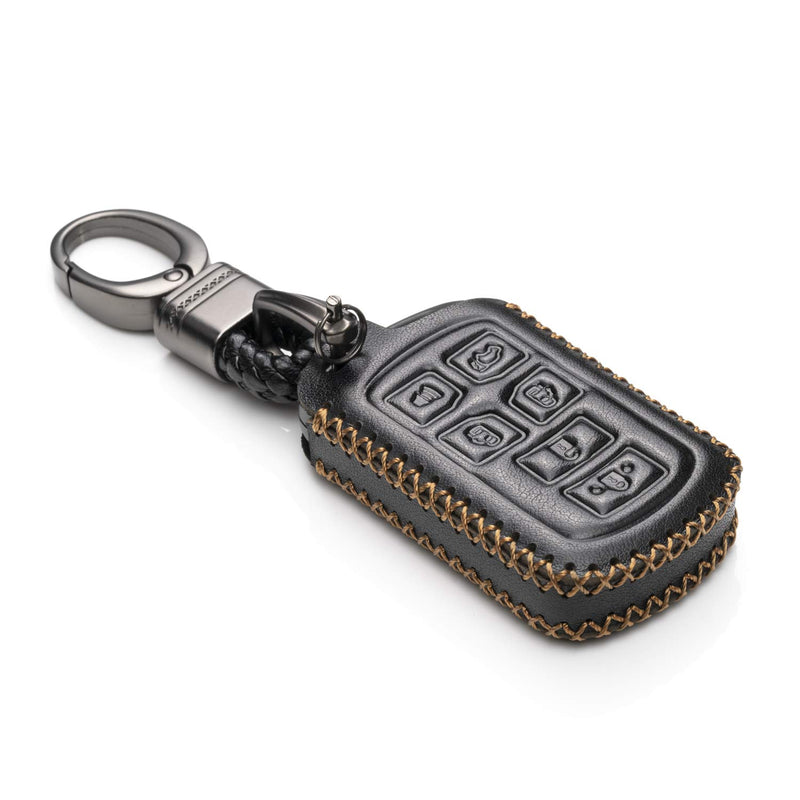 [Australia - AusPower] - Vitodeco Genuine Leather Smart Key Keyless Remote Entry Fob Case Cover with Key Chain Compatible with Toyota Sienna 2011-2020 (6 Buttons, Black) 6 Buttons 