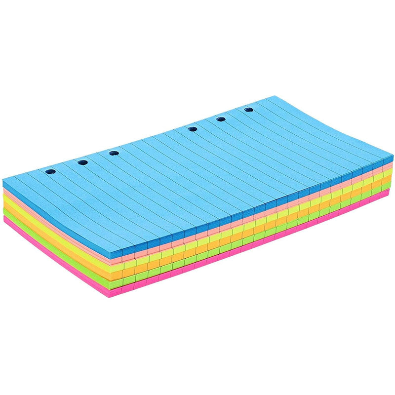 [Australia - AusPower] - 6 Hole Punch Lined Filler Paper for A6 Binders (Neon Colors, 3.57 x 6.8 In, 240 Sheets) 