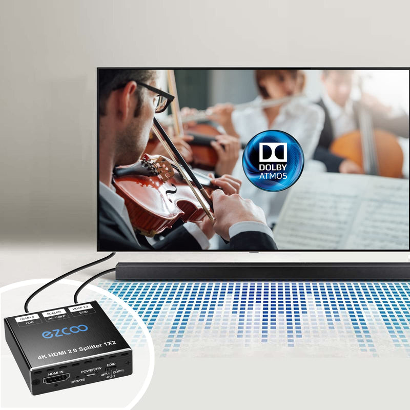 [Australia - AusPower] - HDMI Splitter 1x2 4K 60Hz 444 D-o-l-b-y Vision Atmos,4K HDMI Down-Scaler, EDID Switch 4K 5.1/4K 7.1/ Copy for Game PS 5 1080p 120Hz EZSP12H2 