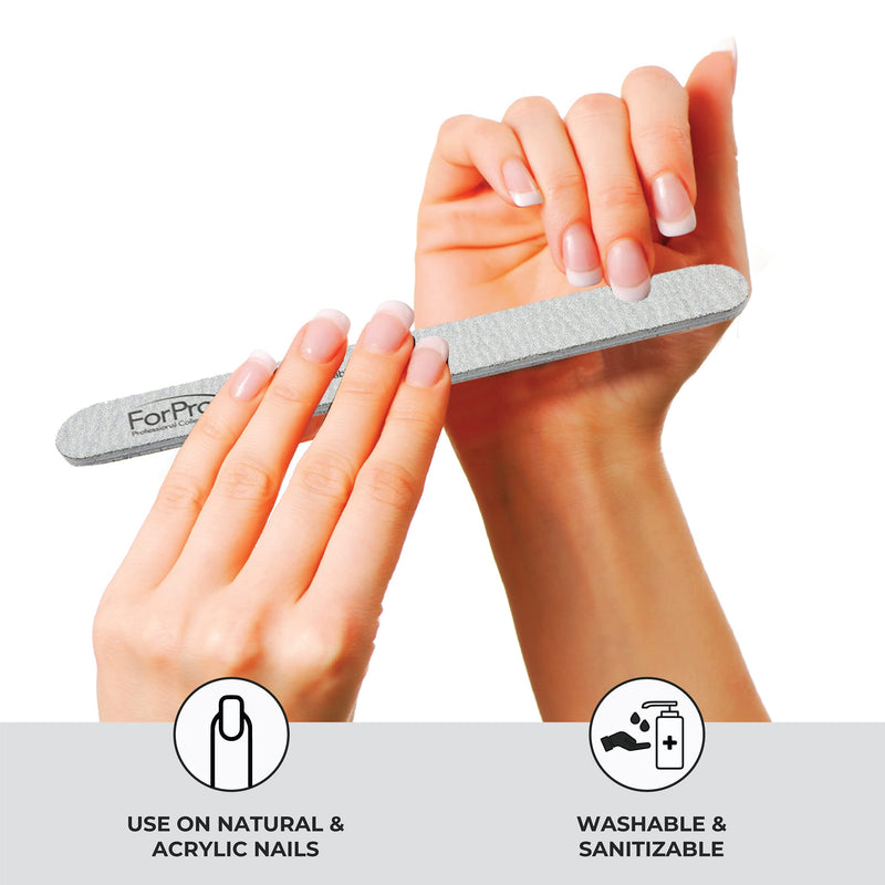 [Australia - AusPower] - ForPro Zebra Foam Board, 100/180 Grit, Double-Sided Manicure Nail File, 7” L x .75” W 50-Count 