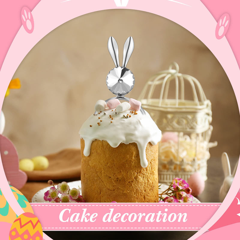 [Australia - AusPower] - 8 Pieces Bunny Napkin Ring Easter Serviette Rings Holder Buckle Easter Napkin Ring Bunny Ear Napkin Rings Metal Alloy Crystal Napkin Ring for Easter Table Decor (Silver,Lovely Style) Silver Lovely Style 