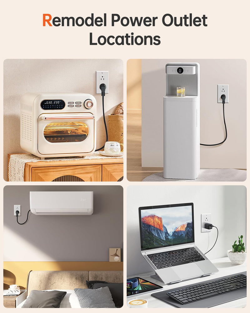 [Australia - AusPower] - ELECPOW In Wall Outlet Relocation Kit, Power Plug Outlet Extender for Relocating Unreachable Power Outlets, In Wall Power Outlet Plate Remodel & Relocation, 2 AC Outlets 