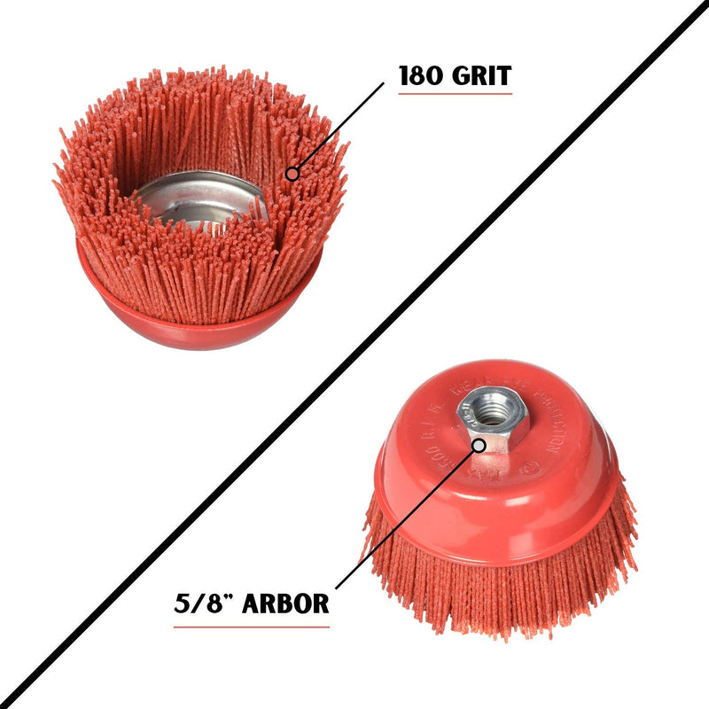 [Australia - AusPower] - Al's Liner Abrasive 180 Grit Nylon Bristle Cup Brush - 4 Inch - Safe for Use on Metal, Wood, Aluminum and Plastic Surfaces (TOOR4) 4" 