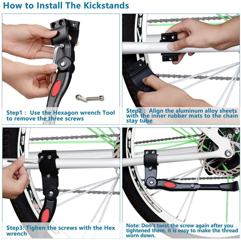[Australia - AusPower] - ZOSEN Adjustable Bicycle Kickstand, Bike Side Support Kick Stand for 22 24 26 Inch Mountain Bike and 700 Road Bike BY Black 1 