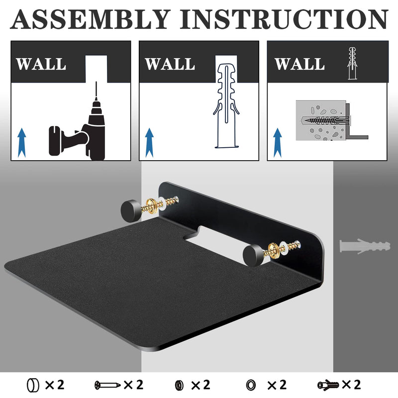 [Australia - AusPower] - TRINENOX Floating Wall Shelves, 6" Wall Metal Speaker Mount Shelves for Bluetooth Speaker, Webcam, Cell Phones, Mesh Router, Award Toy Display Shelf Speaker Shelf (2 Pack) 2 Pack 
