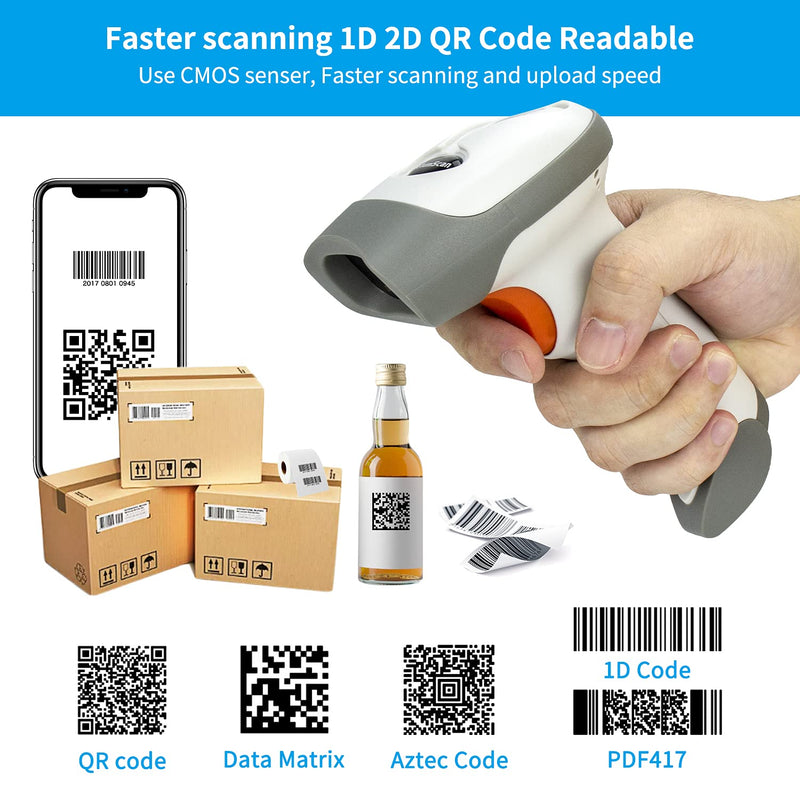 [Australia - AusPower] - NetumScan Bluetooth 2D Barcode Scanner, 3 in 1 Automatic Wireless QR Barcode Reader USB Image Code Scanner for Store, Warehouse POS, Computer, Tablet, iPad, iPhone, Android 1D & 2D Scanner 