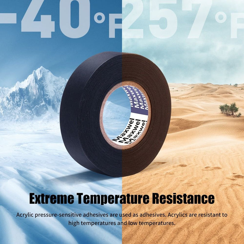 [Australia - AusPower] - Automotive Wiring Harness Cloth Tape - Maxwel VERSAF51217 Chemical Fiber Cloth High Temp Wire Harness Wrapping Tape for Auto Electrical Wrap, Protection, Insulation 19MM × 25M Pack of 1 Piece 