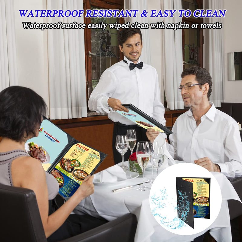 [Australia - AusPower] - Restaurant Menu Covers Holders 8.5 X 11 Inches, Double View Leather Menu Holder Covers, Black Leather Menu Covers for Wine List, Drinks, Cafes, Bar, Hotel(8.5" X 11"/2 View-Book Style/1 pcs) 8.5" X 11"/2 View-Book Style/1 pcs 