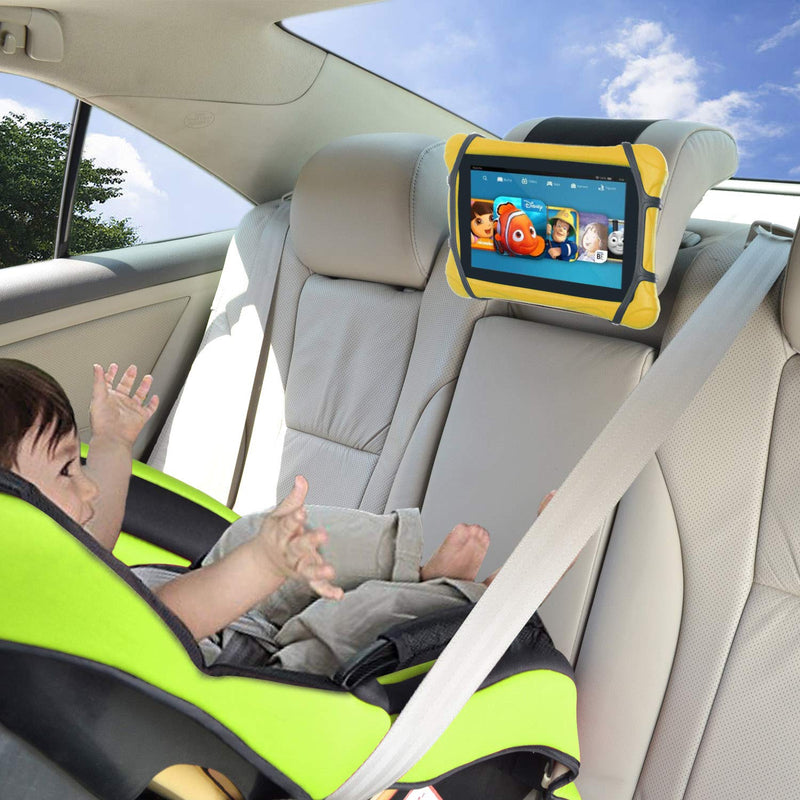 [Australia - AusPower] - TFY Car Headrest Mount for 7-10 inch Fire, Fire HD, Kindle, Kids Edition Tablets, Angle Adjustable Holder with Silicon Holding Net 