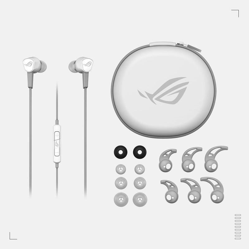 [Australia - AusPower] - ASUS ROG Cetra II Core Moonlight White in-Ear Gaming Earbuds | Liquid Silicone Rubber Drivers, 90° Cable Connector, Hi-Res Audio, 3.5 mm, for PC, Mac, PS4, PS5, Xbox One, Switch and Mobile Devices 