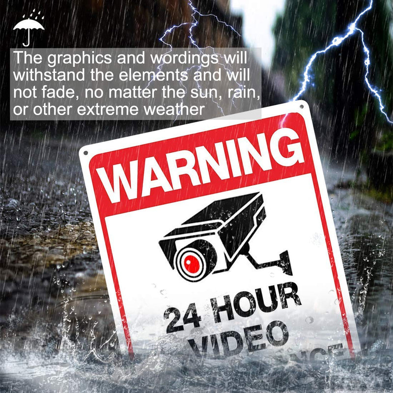 [Australia - AusPower] - Warning Security Cameras in Use 24 Hour Video Surveillance Sign No Trespassing Sign 10x14 Aluminum UV Ink Printed,Durable/Weatherproof Up to 7 Years Outdoor for House and Business (2-Pack) 2-Pack 