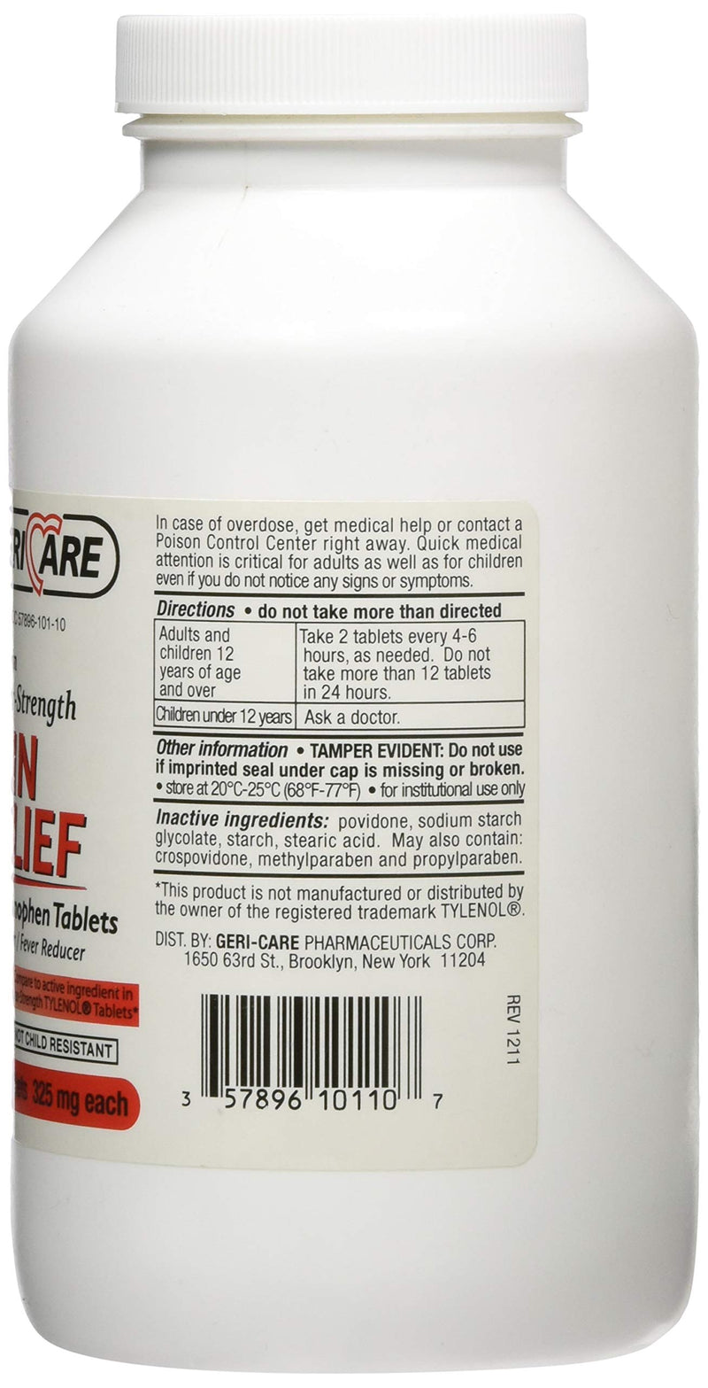 [Australia - AusPower] - Geri-Care Acetaminophen 325 mg, Regular Strength, Non-Aspirin Pain Reliever/Fever Reducer, 1000 Tablets 