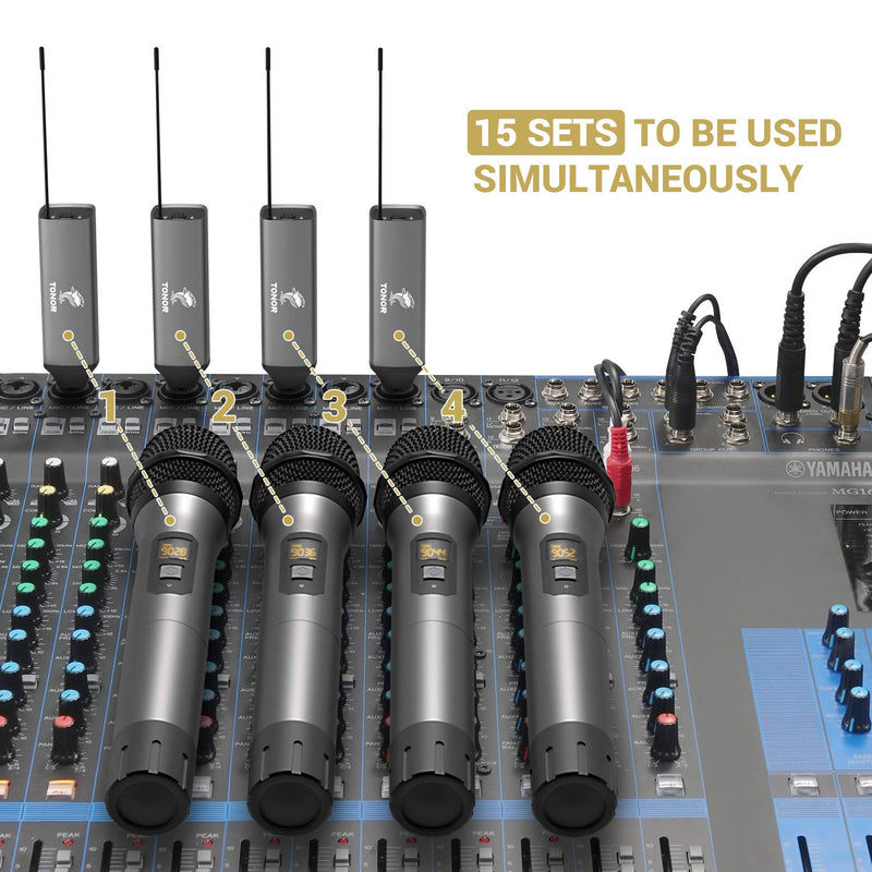 [Australia - AusPower] - Wireless Microphone, TONOR UHF Metal Cordless Handheld Mic System with Rechargeable Receiver, for Karaoke, Singing, Party, Wedding, DJ, Speech, 200ft ( TW-620) 