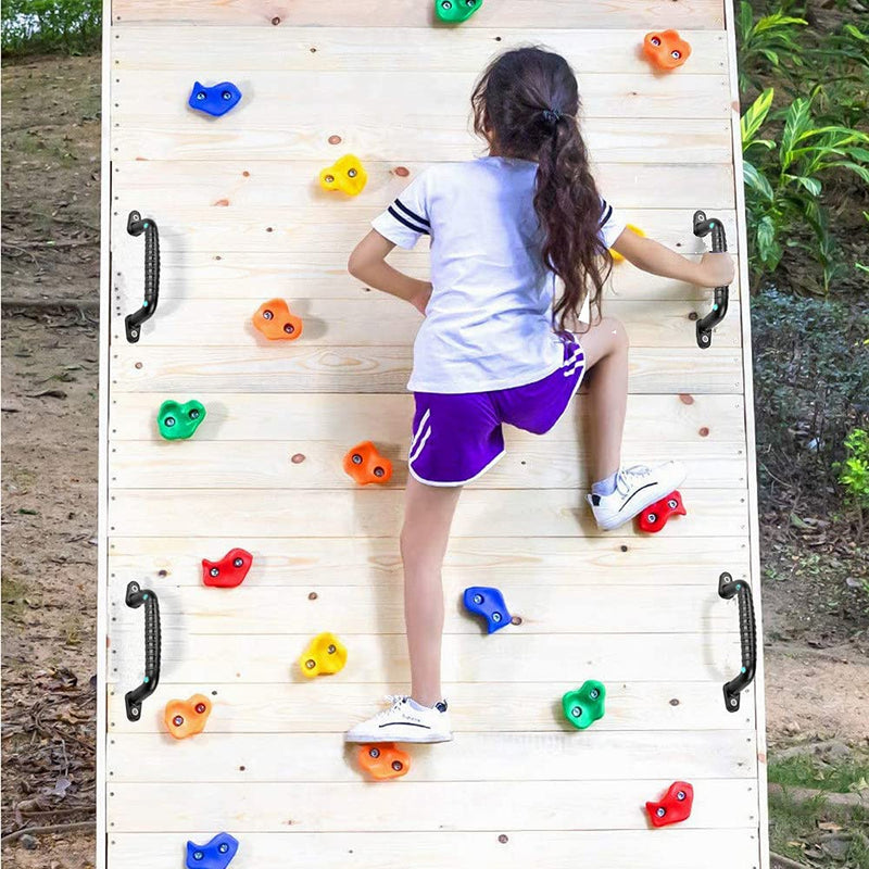 [Australia - AusPower] - Dakzhou 4 Luminous Playground Safety Handles, Sturdy Swing Sets Safety Grab Toys, Jungle Gymnastics and playroom Ladder Handles, Door Handles, bunk Bed Handles (Black) 
