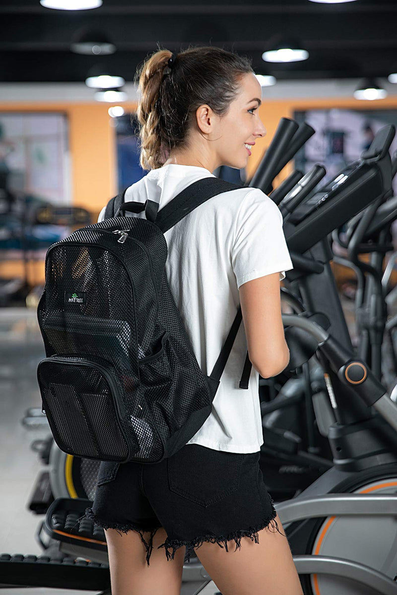 [Australia - AusPower] - Heavy Duty Mesh Backpack, Mesh Backpack for Commuting, Swimming, Travel, Beach, Outdoor Sports Black 