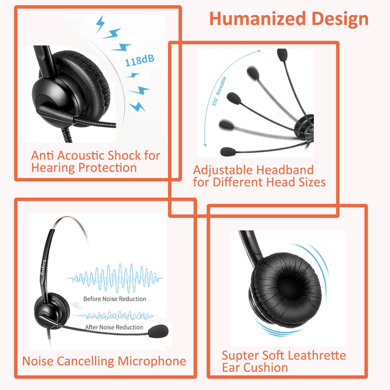 [Australia - AusPower] - Telephone Headset with Mic Mute & Volume Control for Cisco Phone, Call Center Headphone RJ9 Jack with Noise Cancelling Microphone for 6941 7841 7941 7942 7945 7960 7961 7962 7965 8845 8945 Monaural B308C 