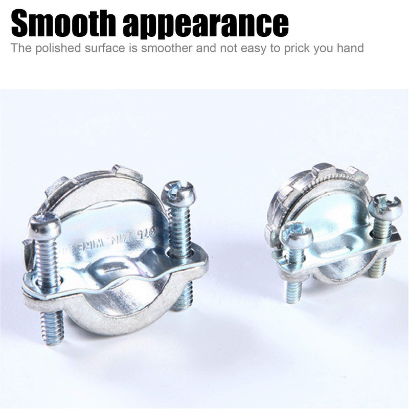 [Australia - AusPower] - Fuzbaxy 12pcs 1/2Inch Clamp Type Cable Connectors for Metallic Conduit Protect Cables Silver-Zinc 1/2 Inch-12pcs 