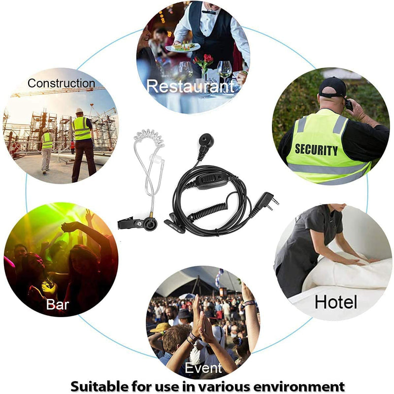 [Australia - AusPower] - Retevis Acoustic Tube Two Way Radio Headset with Mic 2 Pin, Compatible with Retevis RT22 RT21 H-777 RT68 RT15 pxton eSynic 2 Way Radios, Security Walkie Talkie Earpiece with Coil Design(2 Pack) 