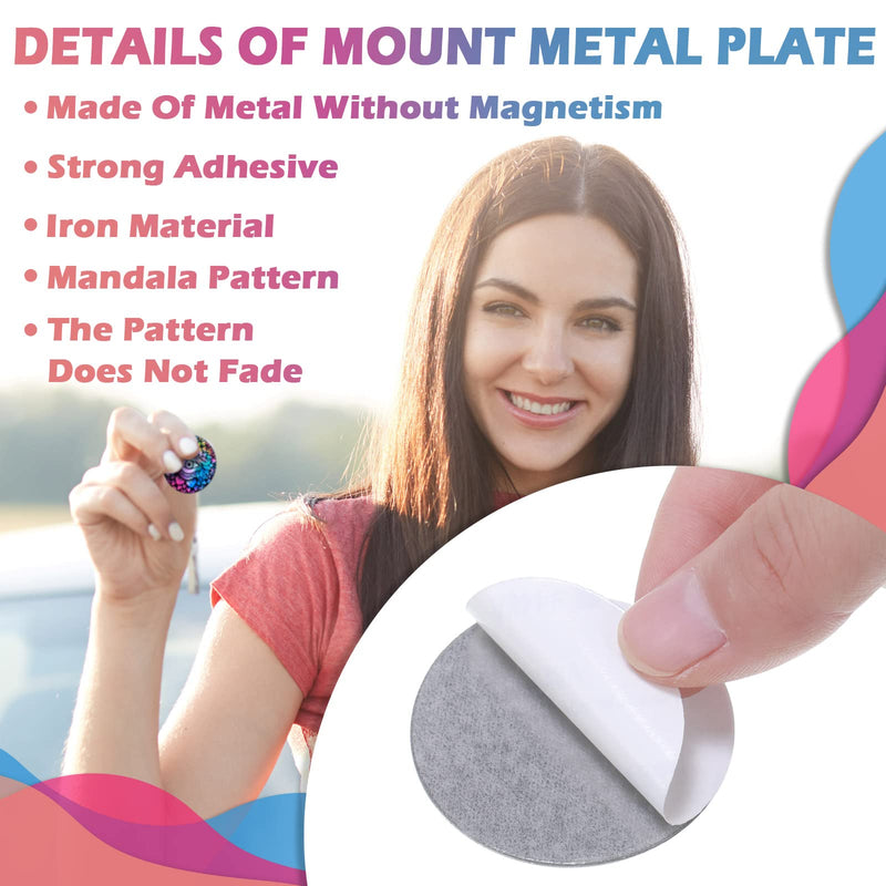 [Australia - AusPower] - 18 Pieces Phone Round Magnet Mount Metal Plate Sticker for Phone Magnet Car Magnet Holder Mount Universal Magnetic Phone Mount Plates Adhesive Metal Piece for Magnetic Phone Holder, Mandala Style 