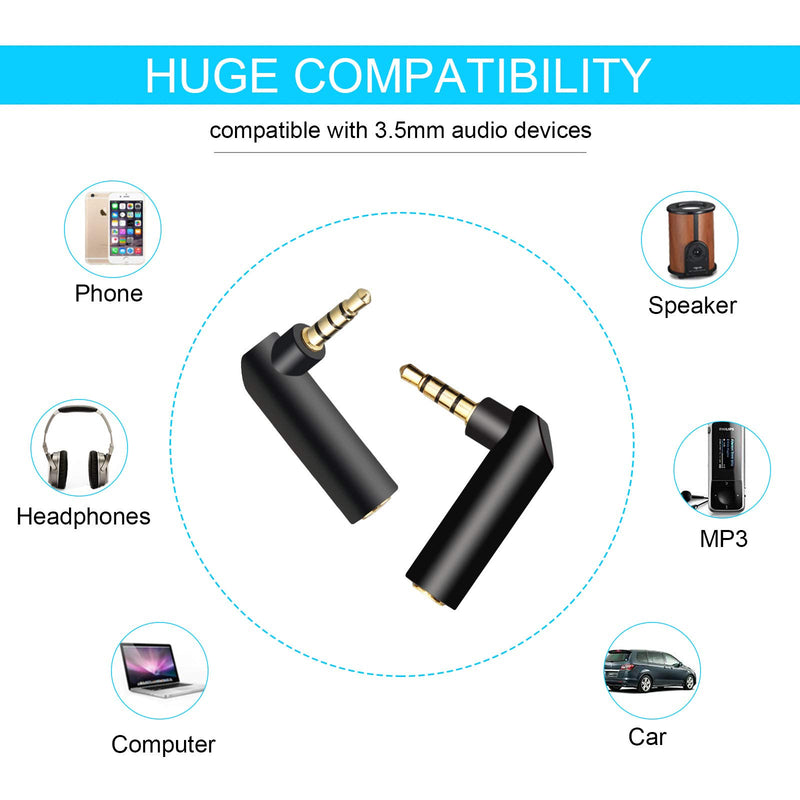 [Australia - AusPower] - LANMU 3.5mm Audio Adapter, Right Angle Headphone Adapter, Female to Male 90 Degree Aux Adapter Converter Compatible with Headphones,Phones,Laptops,Xbox One,PS4 (3 Pack) 