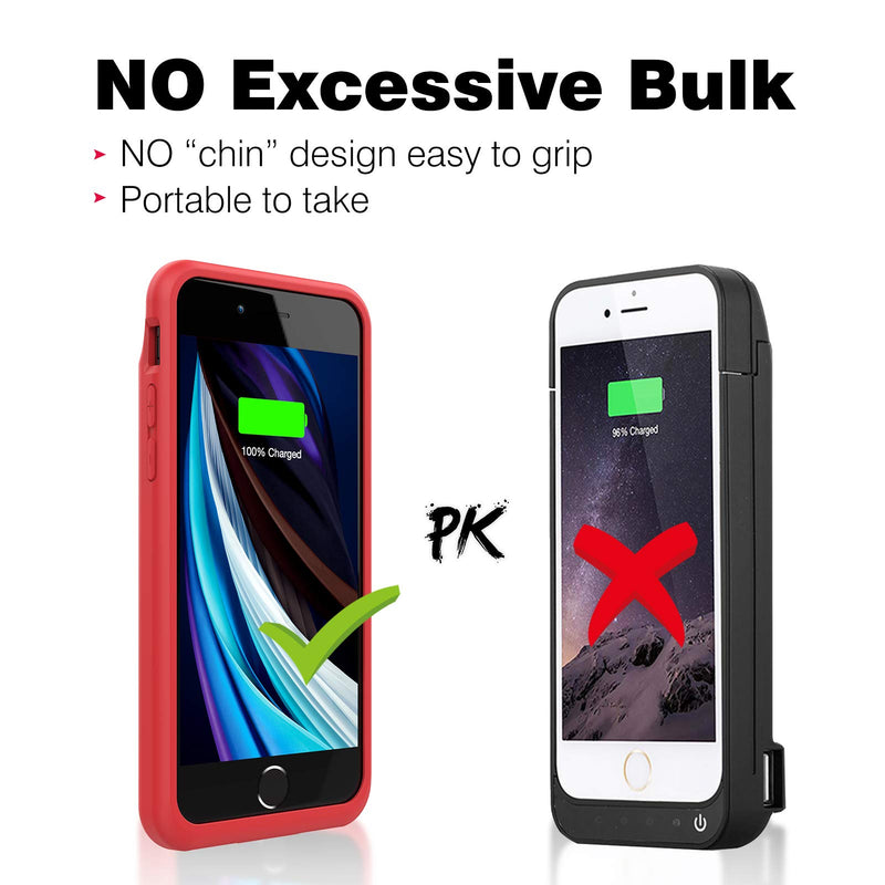 [Australia - AusPower] - BOPPS Battery Case for iPhone 8/7/6s/6/SE 2020,6000mAh Ultra Slim iPhone Charging Case Full Protection Portable Rechargeable Battery Pack Extended Charger Case for iPhone 8/7/6s/6/SE(2020)-4.7inch Red 