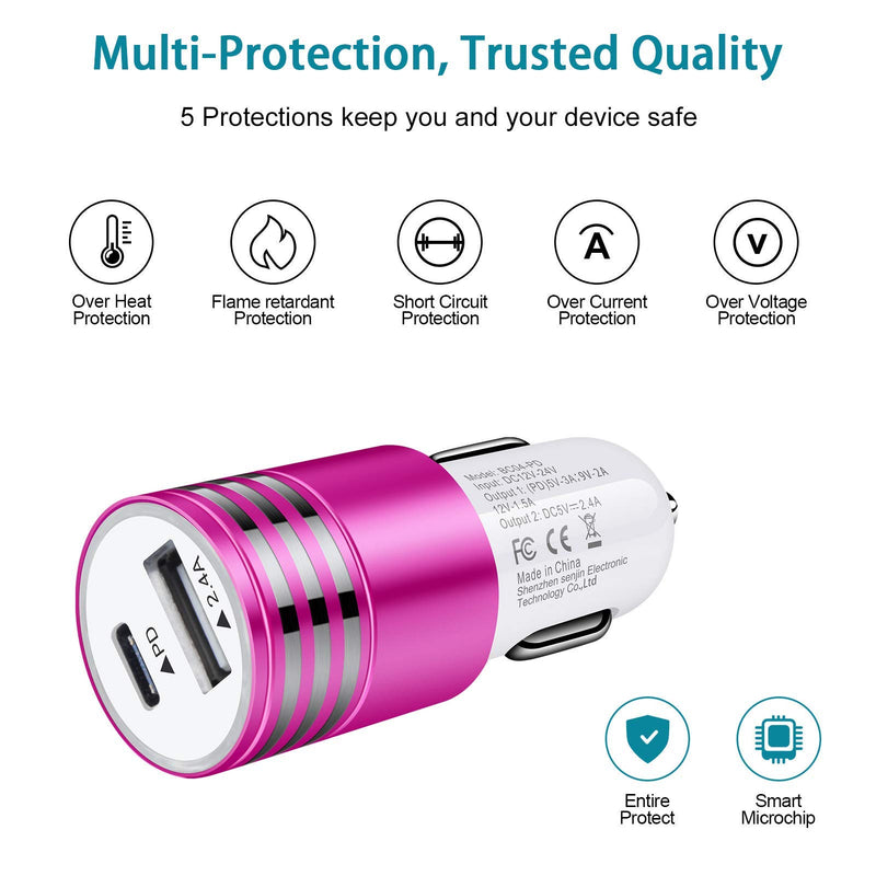 [Australia - AusPower] - USB C Fast Car Charger Compatible for iPhone 13 12 Pro Max/Mini,iPhone SE 2020/11/XS/XR/X/8,Samsung Galaxy S21/S21+ Ultra/S20+/S20 Ultra/Note 20,30W Power Delivery 3.0,Cigarette Lighter PD Car Adapter Red 