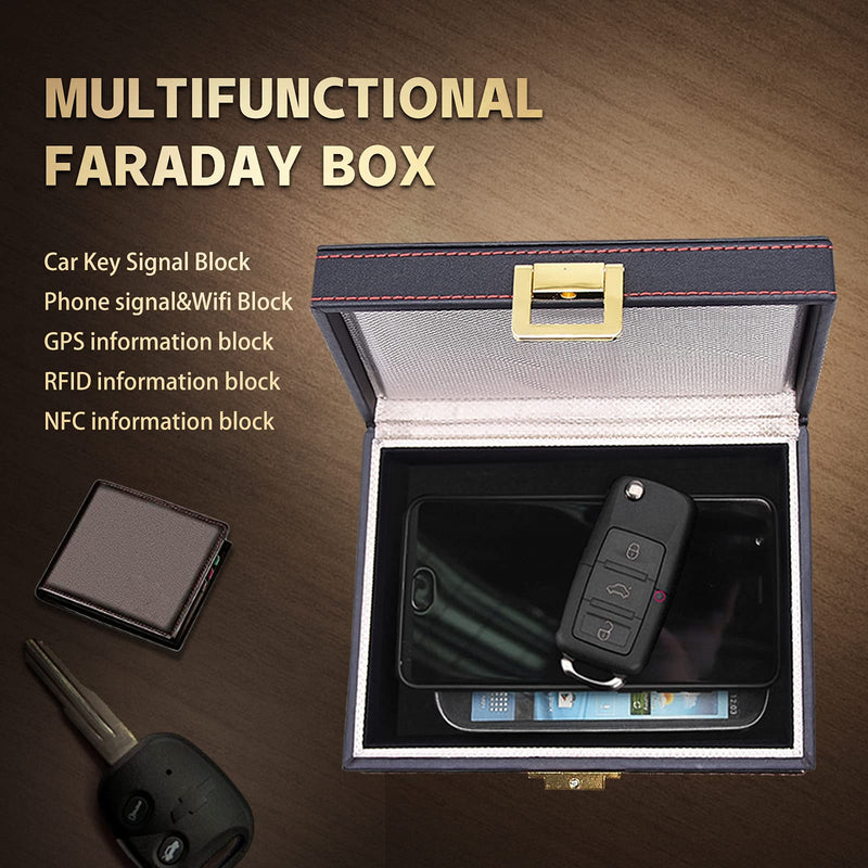 [Australia - AusPower] - JXE JXO Faraday Key Fob Protector Box, Car Key Signal Blocker, RFID Signal Blocking Case Shielding Pouch PU Leather Car Key Wallet Case Pu Leather Pattern 