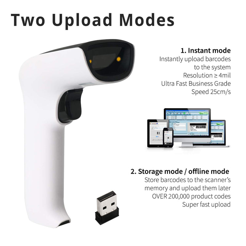 [Australia - AusPower] - ScanAvenger Wireless Portable 1D&2D with Stand Bluetooth Barcode Scanner: Hand Scanners 3-in-1 Vibration, Cordless, Rechargeable Scan Gun for Inventory - USB Bar Code/QR Reader (No Next Gen Stand) No Next Gen Stand 