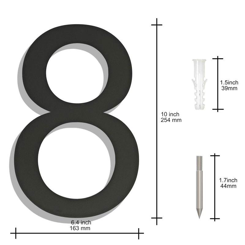 [Australia - AusPower] - Ywonobs 10 inch Large Stainless Steel House Nunmbers, Black Modern House Address Door Nunmber for Outside, Easy to Install, Matte Black(8) 8 