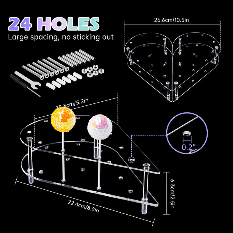 [Australia - AusPower] - NiHome Cake Pop Stand 24 Holes Aryclic Display Stands for Dessert Table 2-Tier Cupcake Lollipop Candy Display for Wedding Party Anniversary Holiday Celebration (Rectangle) 