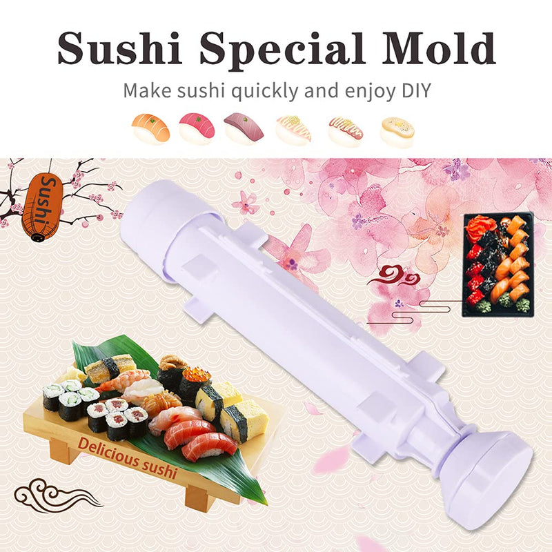 [Australia - AusPower] - URED Professional Super Space Sushi Bazooka ，Upgrade Sushi Roller Mold Food Grade Plastic， Sushi Maker Rice Vegetable Meat Diy Sushi Making Kit Machinekitchen Utensils White (white) 