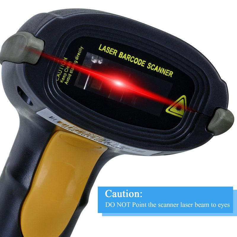 [Australia - AusPower] - WoneNice USB Laser Barcode Scanner Wired Handheld Bar Code Scanner Reader Black 