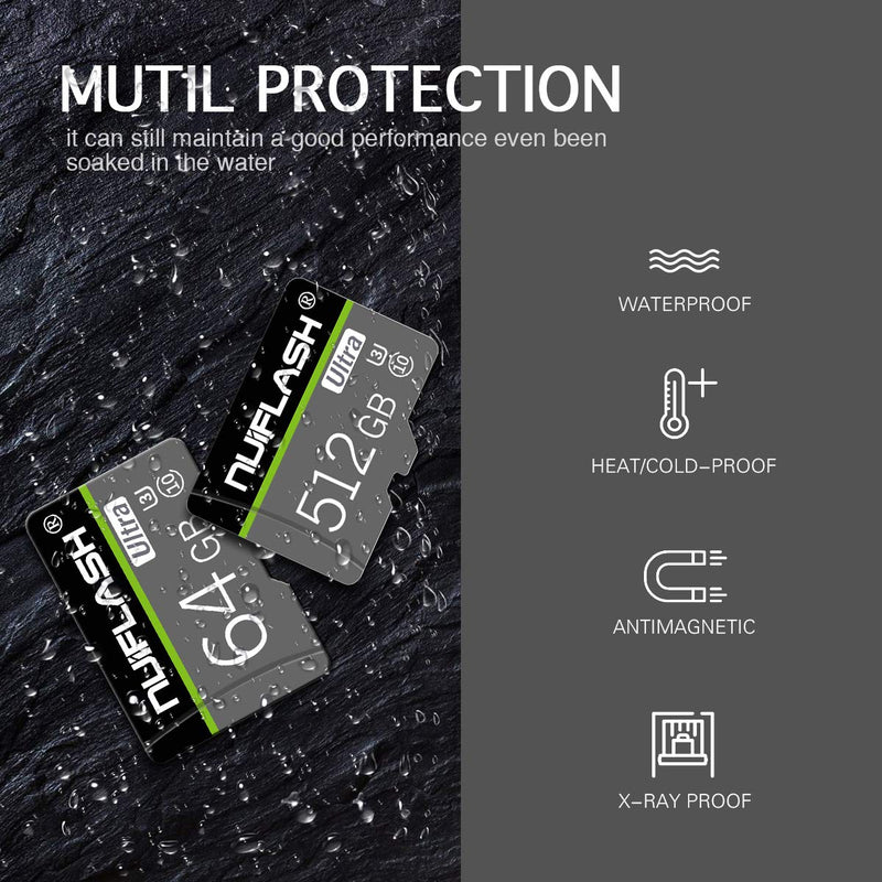 [Australia - AusPower] - 512GB Micro SD Card 512GB SD Memory Card 512GB Class 10 TF Card 512GB High Speed with SD Card Adapter for Android Smartphones,Tablet Camera,PC 