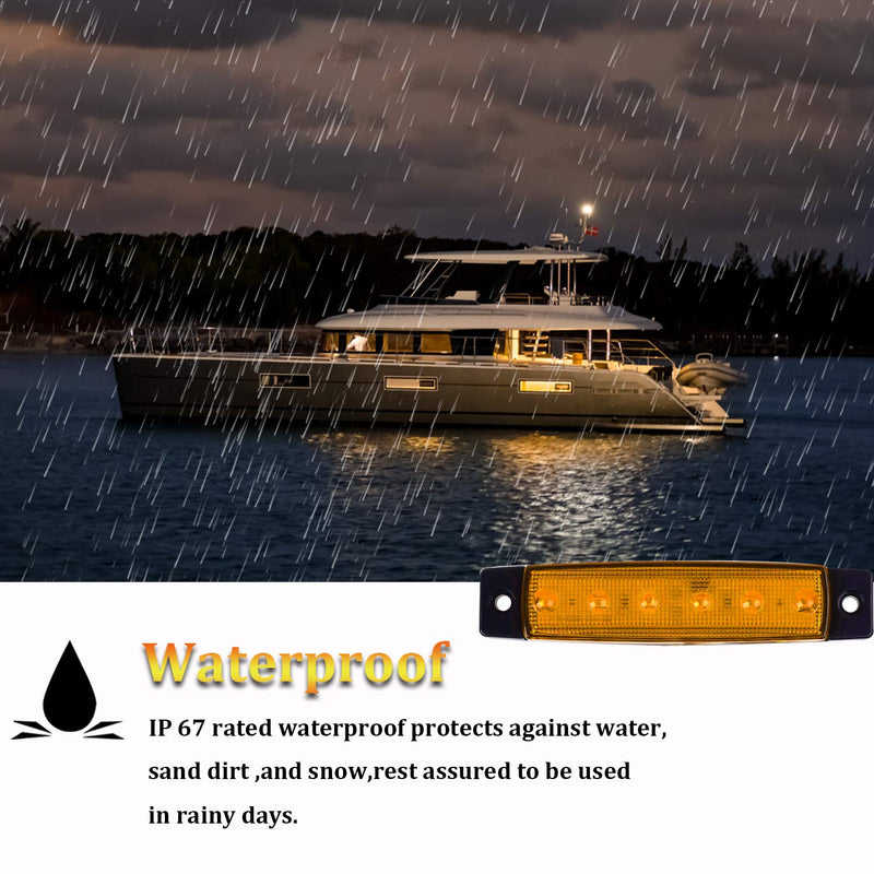 [Australia - AusPower] - PSEQT LED Boat Interior Lights Marine Courtesy Light Strip Deck Transom Cockpit Navigation Lighting Waterproof for Fishing Pontoon Kayak Yacht Sailboat (Blue 10Pcs)… Amber 