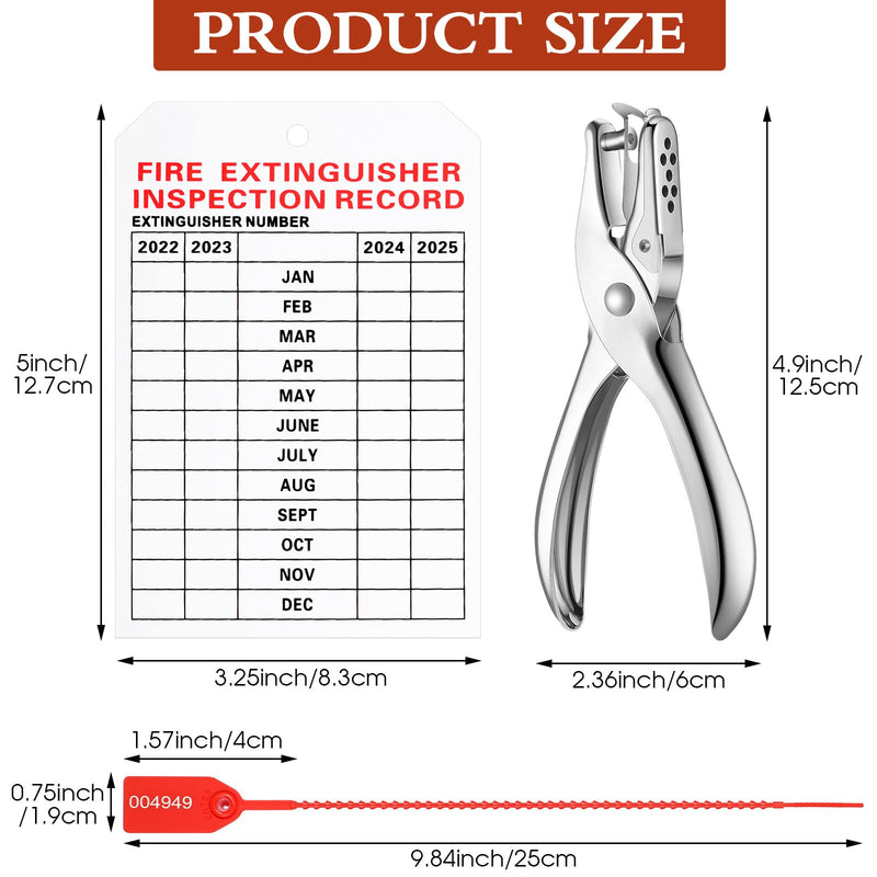 [Australia - AusPower] - 101 Pieces Monthly Fire Extinguisher Inspection Tags 2022 Maintenance Tags and Plastic Tamper Seals Numbered Security Tags with Handheld Hole Puncher (Red, White, 5 x 3.3 Inch) Red, White 