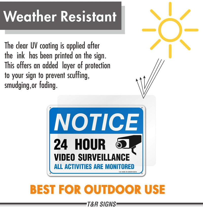 [Australia - AusPower] - Video Surveillance Sign, All Activities Are Monitored - 2/4 Pack - 7 x 10 Inches Rust Free .040 Aluminum Reflective - UV Protected, Waterproof, Weatherproof and Fade Resistant - 4 Pre-drilled Holes 10"x7"-2 park 