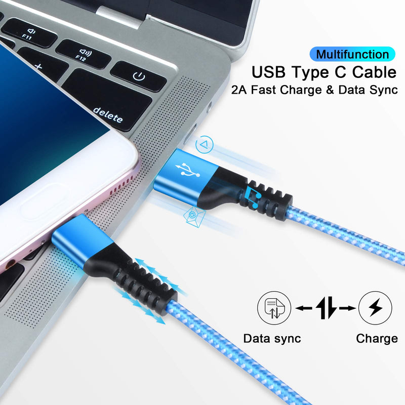 [Australia - AusPower] - Type C Cable Fast Phone Charging Cables 2 Pack 3.3Ft USB C Android Braided Power Cord for Samsung Galaxy A72 A52 A32 A12 A02s M42 F41 S11 S21 Ultra 5G S20 FE S10e S9 S8 Plus Note 20 10 8+ LG Wing 