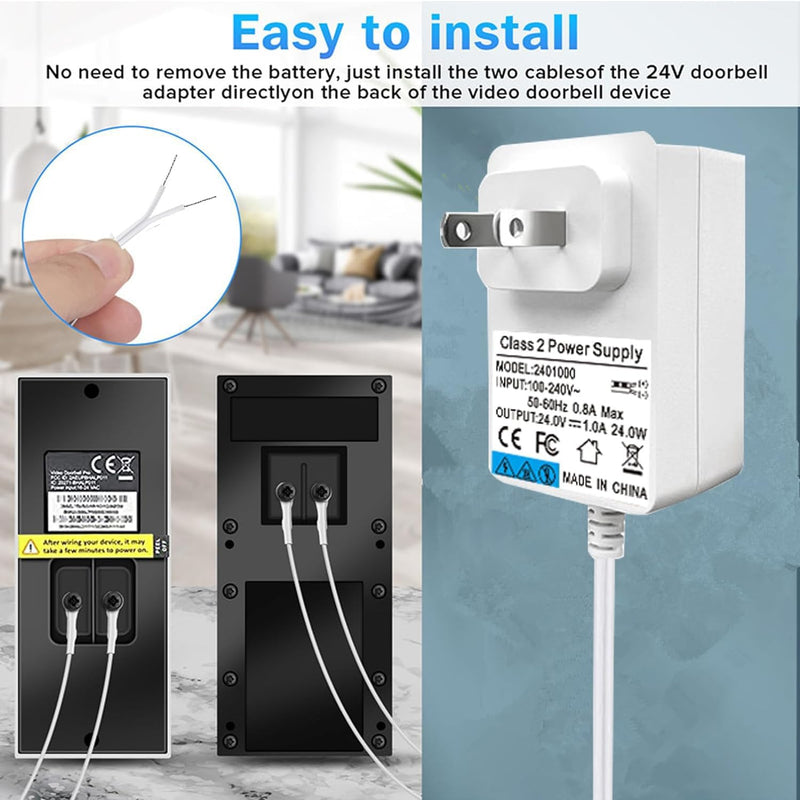 [Australia - AusPower] - DC 24V Doorbell Power Adapter, 110V-240V AC to DC 24V Adapter Compatible with LED Strip Light, Ring Doorbell,Thermostats,Ring Pro doorbell,Ring Wired doorbellï¼ŒHaving a Cable Length of 19.6FT 
