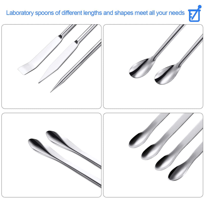 [Australia - AusPower] - 22 Pieces Stainless Steel Lab Spatula Micro Scoop Set Laboratory Sampling Spoon Mixing Spatula for Powders Gel Cap Filler 