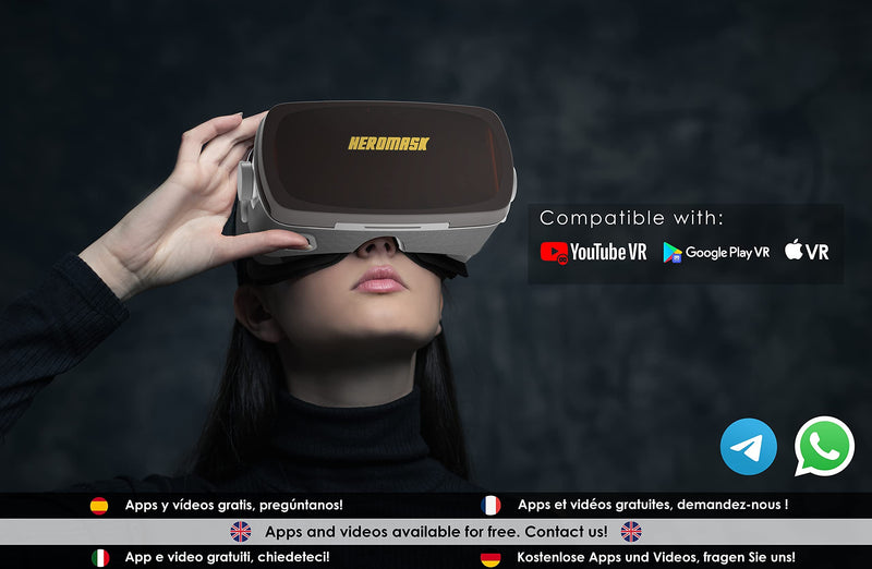 [Australia - AusPower] - Heromask PRO - Virtual Reality Gaming Headset + Free VR Games Guide. Gamer Button and Fabric finishes. Compatible with Android Phone and iPhone 11, X, 8, 6... Samsung s10, s9, s8, Note 10, Note 9 etc Heromask PRO V2 