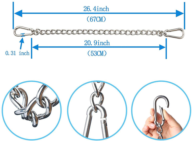 [Australia - AusPower] - LICY Swing Heavy Punching Bag Chain for Hammock Chair Aerial Yoga Indoor Outdoor Stainless Steel Kit with 2 Carabiner Hooks 600 LB 1 Set 
