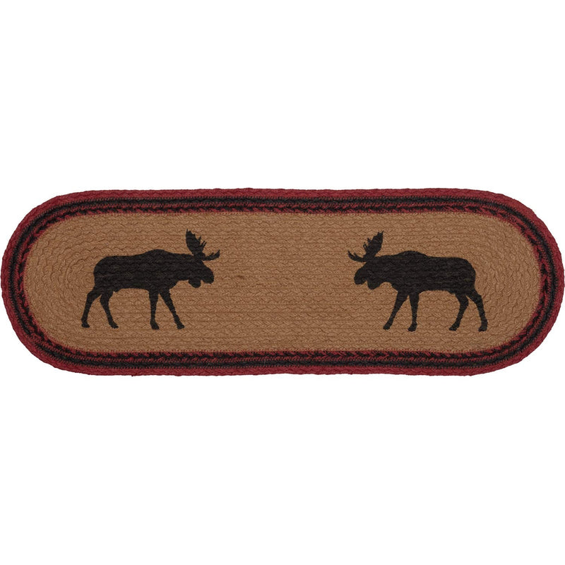 [Australia - AusPower] - VHC Brands Rustic Tabletop Kitchen Shasta Cabin Moose Jute Stenciled Print Oval 8x24 Bedding Accessory, Runner, Natural Tan 