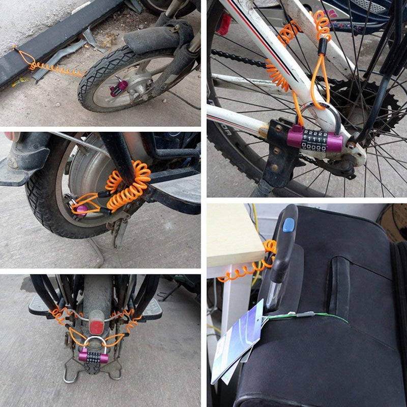 [Australia - AusPower] - Reminder Cable,YOFUNTLE [2 Pack]Disc Lock Cable,Security Steel Wire Spring Reminder Rope for Scooter Motorcycle Motorbike Vehicle Baggage Helmet Lock,Antitheft Protection on Handlebar(Orange+Blue) 