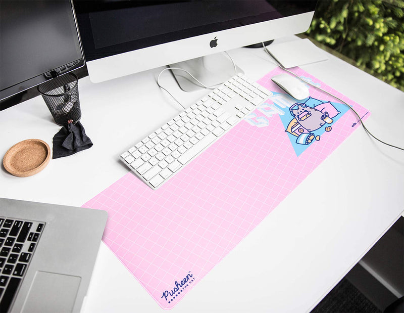 [Australia - AusPower] - Official Pusheen Rose Collection XXL Mouse Mat - Desk Pad - 31.5" x 13.78" Non-Slip Rubber Base Mouse Pad, Gaming Mouse Pad, Keyboard Mouse Mat, Waterproof Mouse Mat 