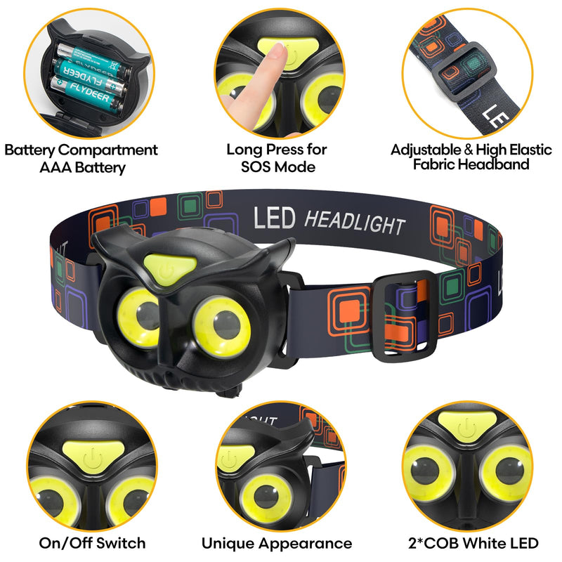 [Australia - AusPower] - Lsnisni Kids Headlamp 2 Pack,LED Head Lamp with 4 Modes,IPX5 Waterproof Head Lights for Forehead,Head Flashlight for Adults and Kids Outdoor Camping Hiking Running,6 AAA Batteries Included AAA-2 Pack 
