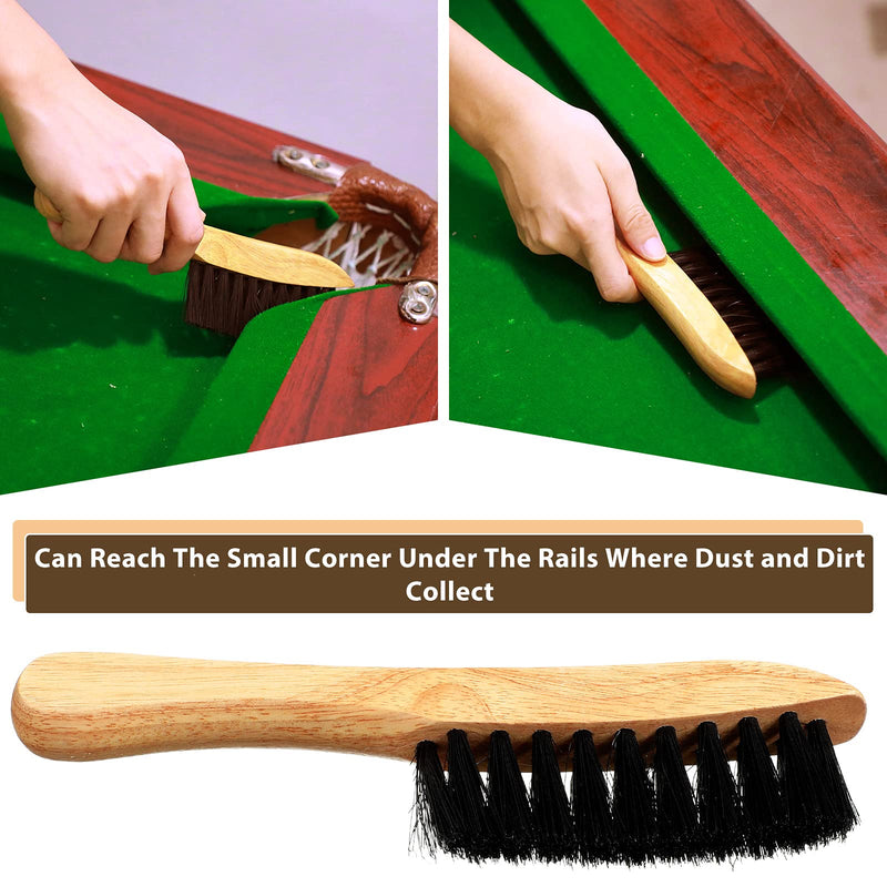 [Australia - AusPower] - Patelai 3 Set Billiards Pool Table and Rail Brush Including 12 Pieces Pool Cue Chalk Cubes Snooker Table Wooden Cleaning Brush Kit Table Billiards Accessories, 9 Inches (Beige) 