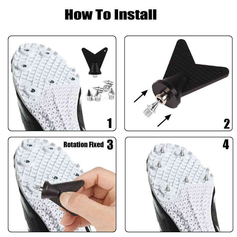 [Australia - AusPower] - 1/4 Inch Track Spikes, 110pcs Stainless Steel Pyramid Shoe Spikes with Spike Wrench for Track and Cross Country,Replacement Spikes for Sprint Sports Short Running Shoes Silver 