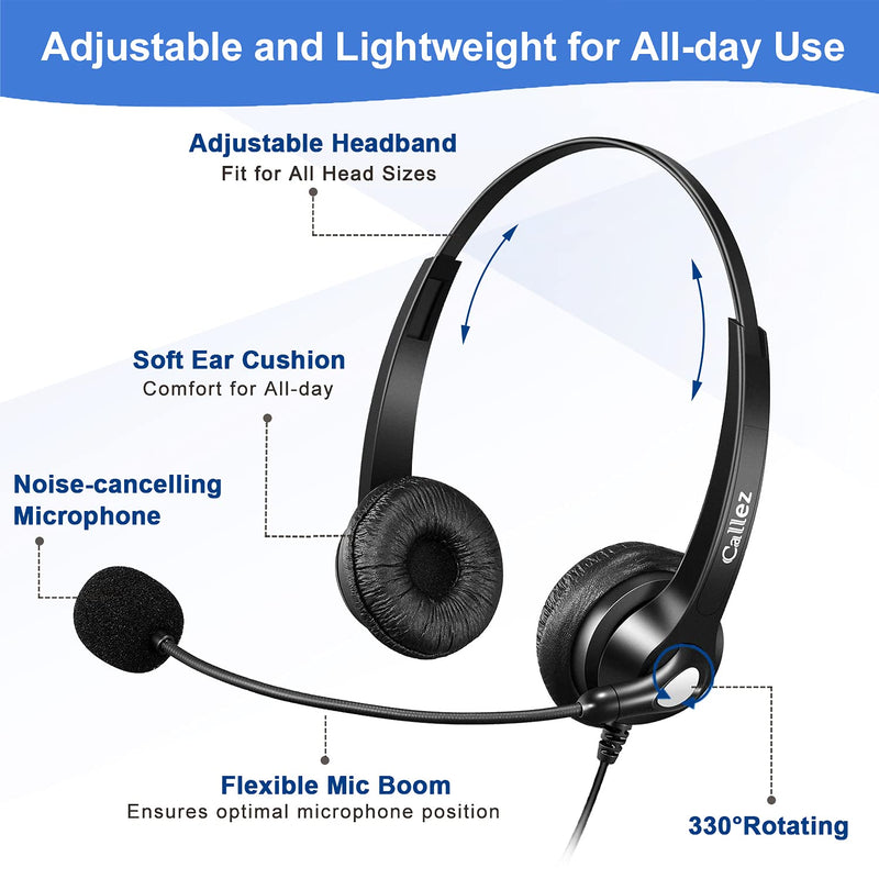 [Australia - AusPower] - Phone Headset with Microphone Noise Cancelling for Cisco Office Phones, Callez Telephone Headset with RJ9 Phone Jack for Cisco 6941 7811 7841 7941 7942 7945 7962 7965 7975 8845 8851 Plantronics M12 Black 