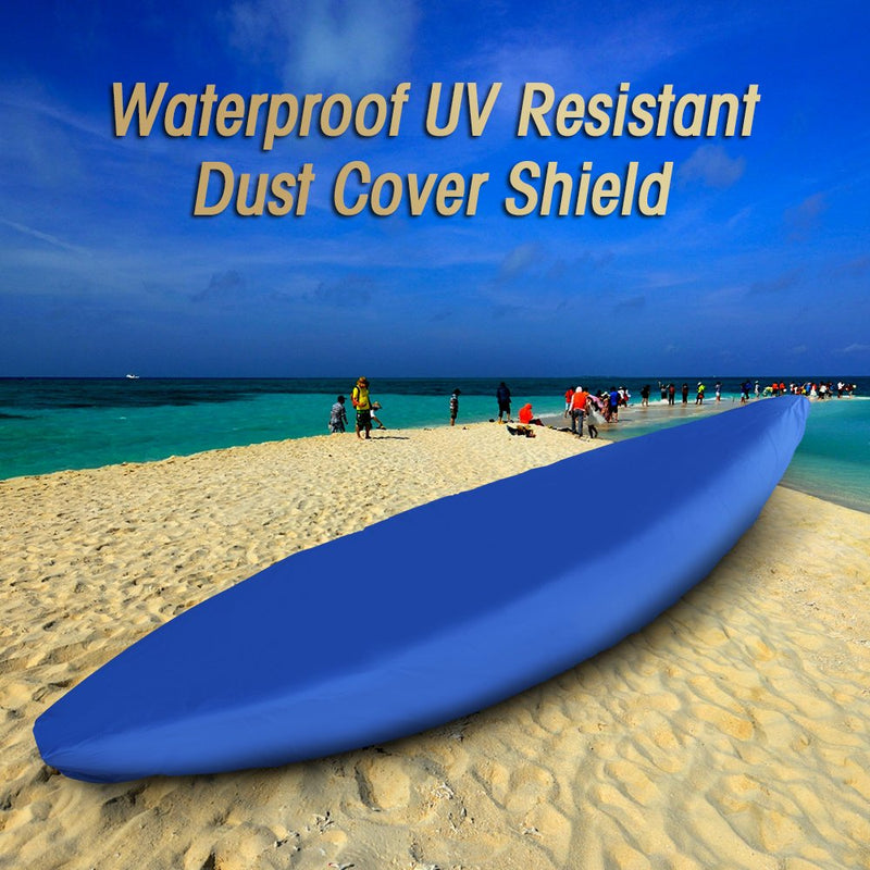 [Australia - AusPower] - Relaxyee Kayak Cover Waterproof Kayak Canoe Cover Storage Dust Cover UV Protection Paddle Board Cover Fishing Boat Sunblock Shield for Outdoor Storage Blue 6.9-8.2 ft 